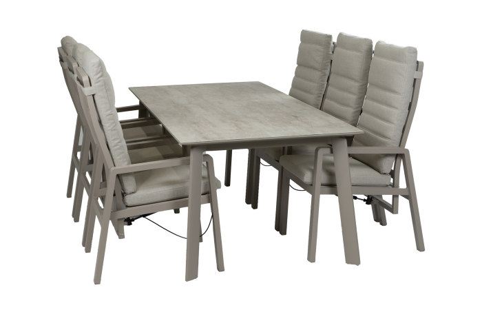 Berlijn-champagne-modern-luxe-tuinset-7delig-verstelbare tuinstoelen-4-seizoenen-tuinmeubelen