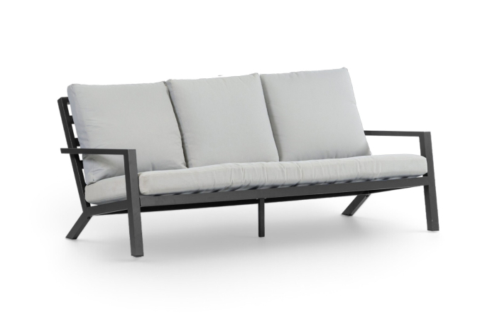 Loungebank 3 persoons Bezano Matt Black Offwhite Aluminium