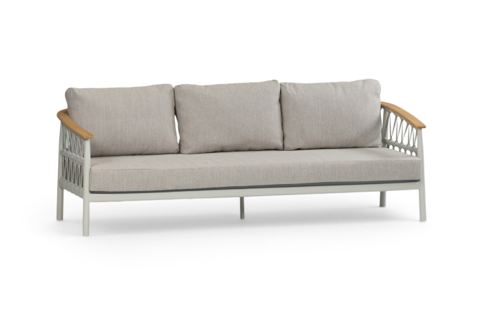 Loungebank Capri naturel en Cream van Aluminium Acaciahout en Rope