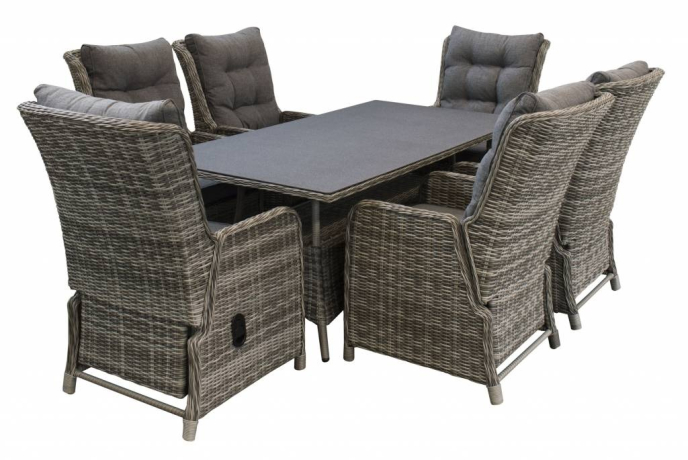 Showmodel | 7-delige tuinset | 6 Dublin verstelbare stoelen | 180cm tuintafel