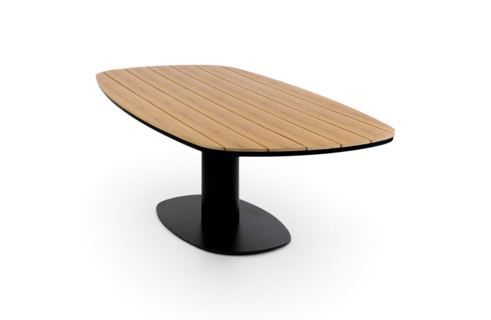 Deens ovale tuintafel tower black teaklook aluminium tecon teak