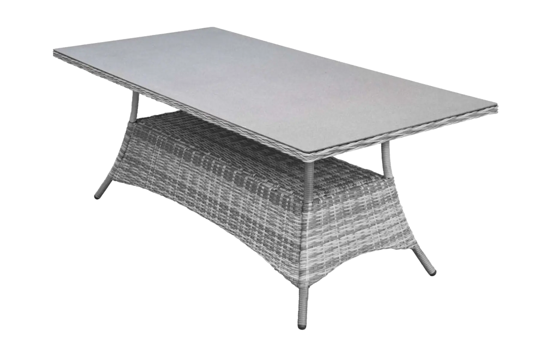 Gartentisch Dublin 180 x 100 cm | Aschgrau | Polyrattan & Keramik