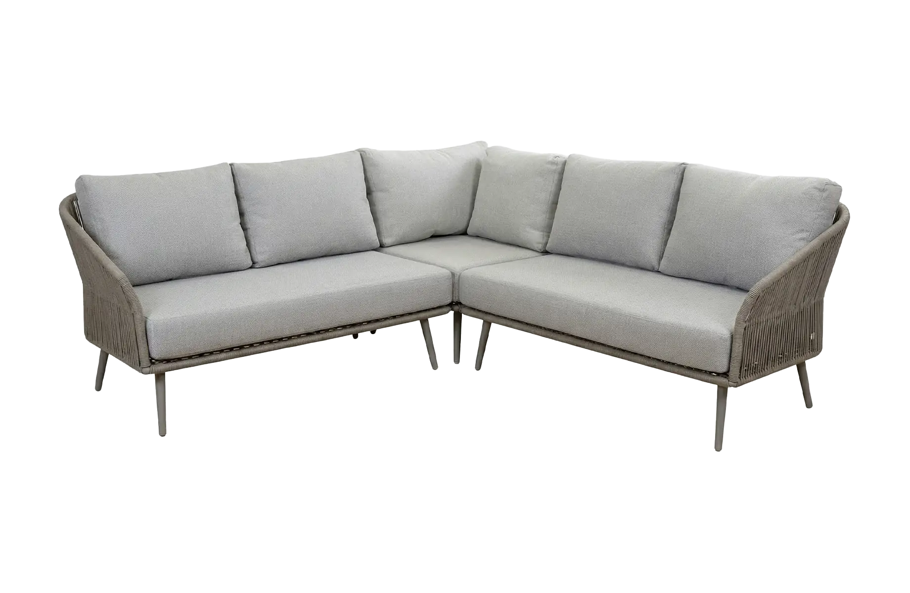 Loungesofa Alezio | Elfenbeinfarbe | Camel Mocca | Aluminium und Rope