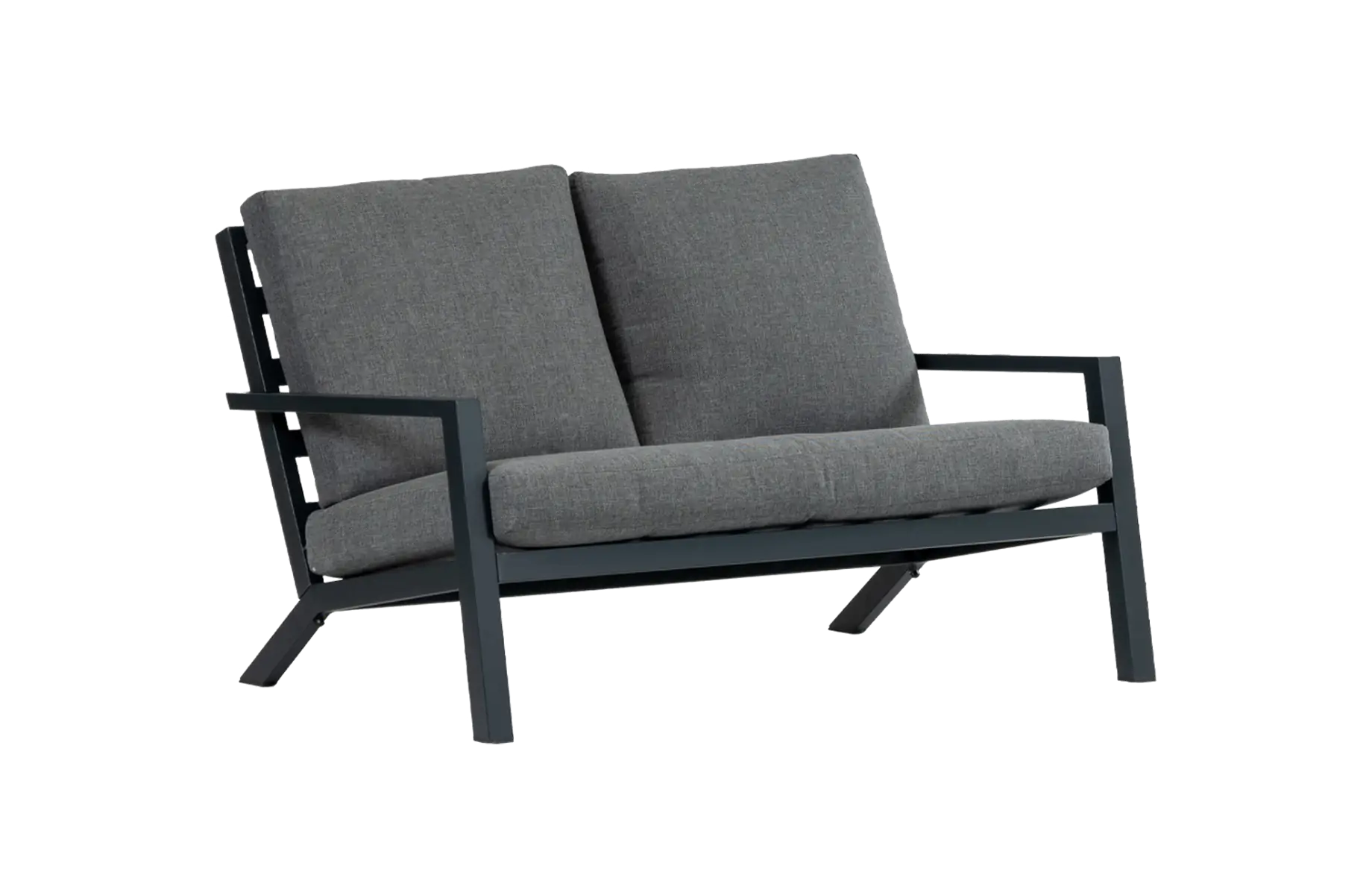 2-Sitzer Lounge-Sofa | Bezano | Mattschwarz / Grau | Aluminium