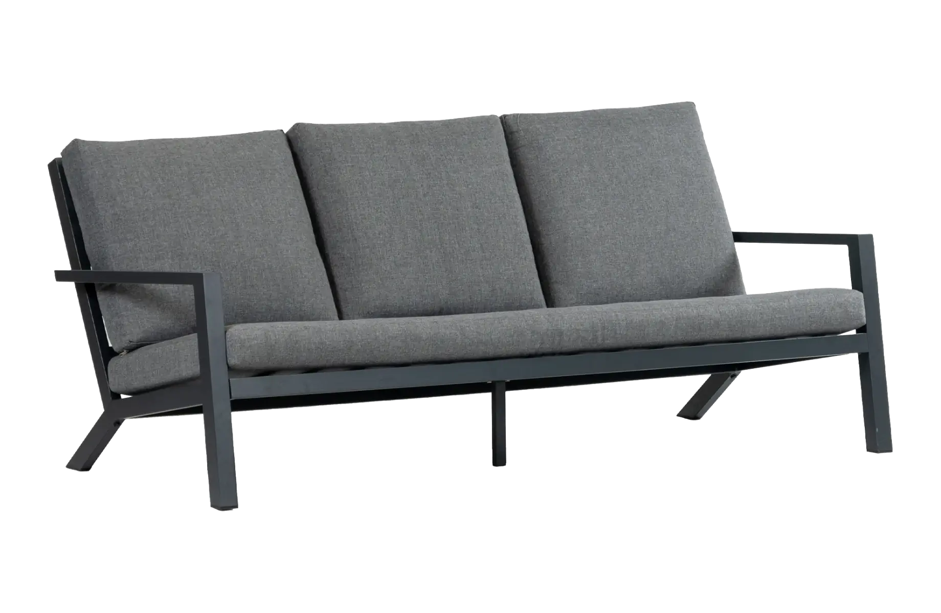 3-Sitzer Lounge-Sofa | Bezano Mattschwarz / Grau | Aluminium