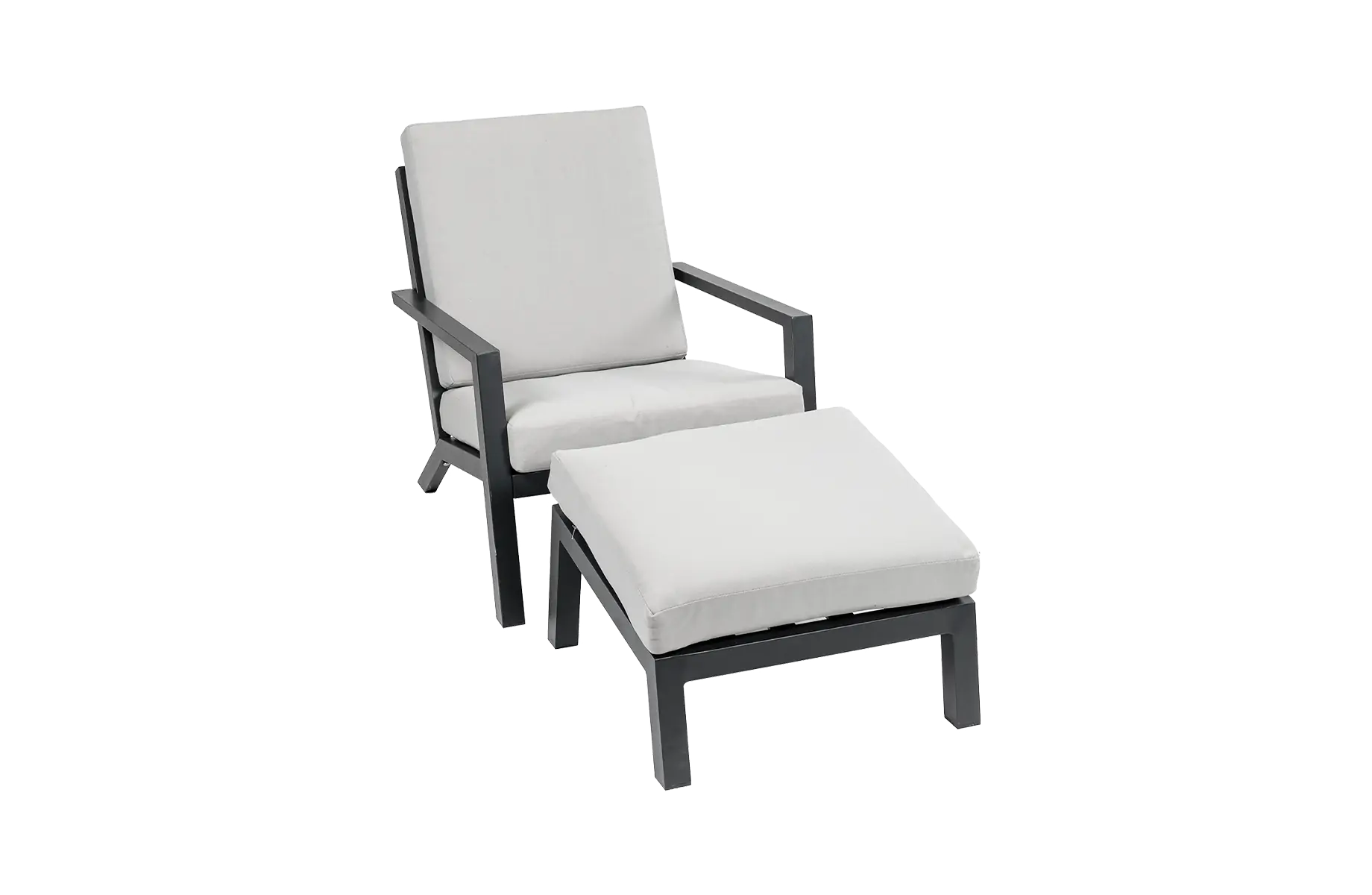 Loungesessel mit Hocker | Bezano | Aluminium | Creme