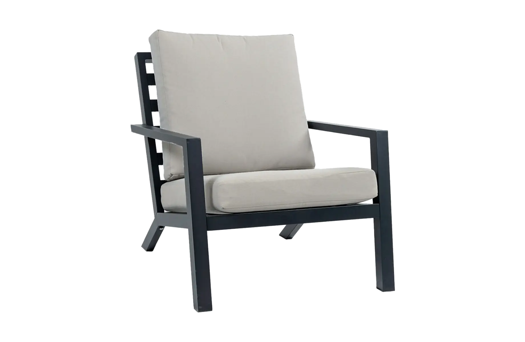 Loungesessel | Bezano | Mattschwarz / Creme | Aluminium
