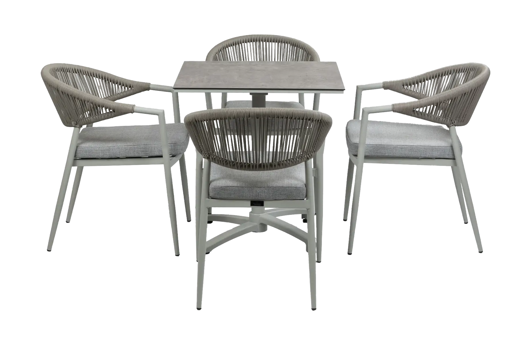 5-teiliges Garten-Set | 4 Gartenstühle Brügge (Sand) | Klappbarer Gartentisch Gent 70 x 70 cm (Sand)