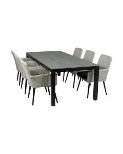 7-teiliges Gartenset | 6 Pisa Gartenstühle | Limasol Gartentisch | 225 cm