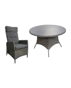 5-tlg. Gartenset | 4 verstellbare Gartenstühle Kos (AG) | ø120cm Gartentisch (Keramik)