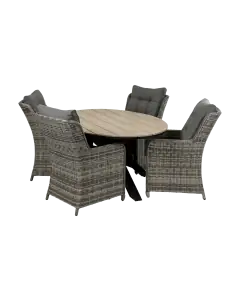 5-teiliges Gartenset | 4 Dublin Gartenstühle | Limasol Gartentisch | 180 cm | Oval