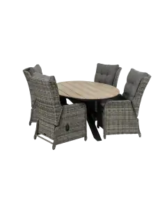 5-teiliges Gartenset | 4 verstellbare Dublin Gartenstühle | Limasol Gartentisch | 180 cm | Oval