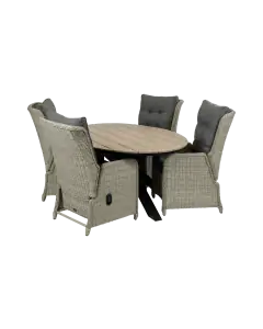 5-teiliges Gartenset | 4 verstellbare Dublin Gartenstühle | Limasol Gartentisch | 180 cm | Oval