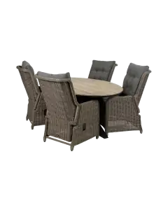 5-teiliges Gartenset | 4 verstellbare Dublin Gartenstühle | Limasol Gartentisch | 180 cm | Oval