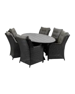 7-teiliges Gartenset | 6 Dublin Gartenstühle | Limasol Gartentisch | 220 cm | Oval