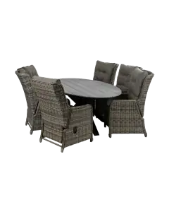 Dublin ovale tuinset-7 delige tuinset-Dublin tuinstoel-Ash Grey-wicker vlechtwerk-Cyprus ovale tuintafel-aluminium frame