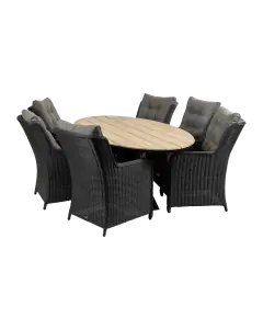 7-teiliges Gartenset | 6 Dublin Gartenstühle | Limasol Gartentisch | 220 cm | Oval