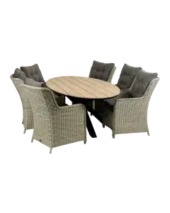 Dublin ovale tuinset-7 delige tuinset-Dublin tuinstoel-Mystic Grey-wicker vlechtwerk-cyprus ovale tuintafel-polywood tuintafel