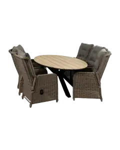 7-teiliges Gartenset | 6 verstellbare Dublin Gartenstühle | Limasol Gartentisch | 220 cm | Oval