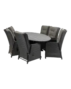 Dublin ovale tuinset-Dublin verstelbare tuinstoel-Black-polywood tuintafel-wicker vlechtwerk