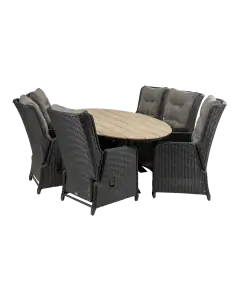 7-delige tuinset | 6 Dublin verstelbare stoelen | 220cm ovale Cyprus tuintafel