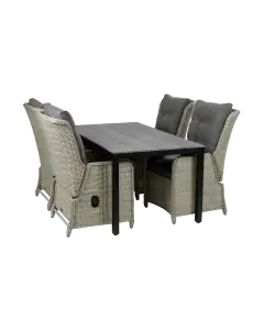 Dublin verstelbaar MG cyprus grey_5delig tuinset wicker vlechtwerk-aluminium frame-schuinaanzicht