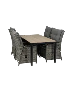 Dublin 5 delige tuinset-Dublin verstelbare tuinstoel-Ash Grey-wicker vlechtwerk-cyprus tuintafel-aluminium frame