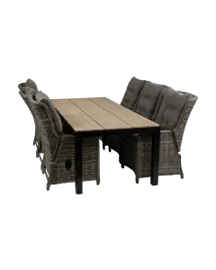 7-delige tuinset - 6 Dublin verstelbare stoelen- 225cm Cyprus tuintafel