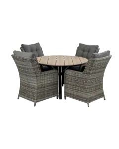 Dublin-tuinset-cyprus-rond-ashgrey-polywood tuintafel-4-seizoenen-tuinmeubelen