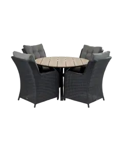 5-teiliges Gartenset | 4 Dublin Gartenstühle | Limasol Gartentisch | ø 120 cm