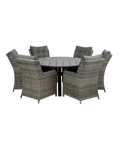 cyprus-ronde-tuintafel-grey-mystic-grey-tuinstoelen-vast-dublin-wicker vlechtwerk-aluminium frame