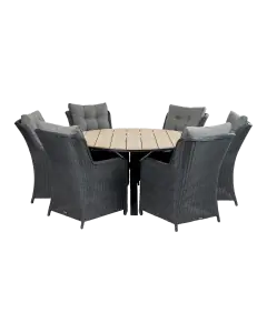 7-teiliges Gartenset | 6 Dublin Gartenstühle | Limasol Gartentisch | ø 150 cm