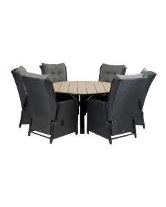 Dublin ronde tuinset-7 delige tuinset-polywood tuintafel-wicker vlechtwerk-aluminium frame