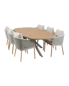 7-teiliges Garten-Set | 6 Es Vedra Gartenstühle | 240 x115cm Cadiz Gartentisch | Teak & Camel