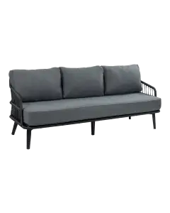 Isabel 3 personen loungebank zwart rope - 4 Seizoenen Tuinmeubelen