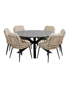 ronde-tuinset-6personen-rope-tuinstoelen-beige-tuintrend-moderne-tuin-polywood-tuintafel-rond
