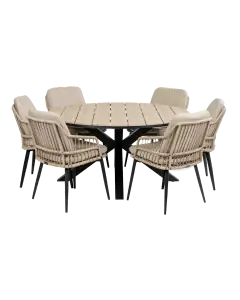ronde-tuinset-6personen-rope-tuinstoelen-beige-tuintrend-moderne-tuin-polywood-tuintafel-rond