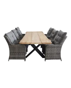 Dublin tuinset-7 delige tuinset-Pohon tuintafel-aluminium frame-Dublin tuinstoel-Ash Grey-wicker vlechtwerk