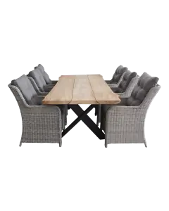Dublin tuinset-7 delige tuinset-Pohon tuintafel-aluminium frame-Dublin tuinstoel-Mystic Grey-wicker vlechtwerk