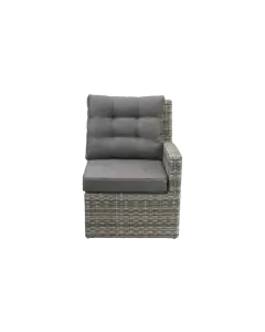 Bankdeel links Dublin-Ash Grey-aluminium frame-wicker-grey loungekussens