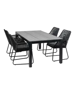 Mona tuinset-5 delige tuinset-Rope tuinstoel black kleur-Cyprus tuintafel-grey kleur