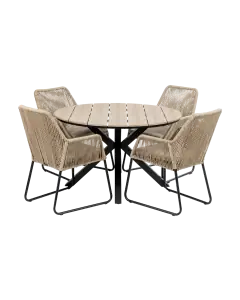 Mona ronde tuinset-7 delige tuinset-Mona tuinstoel Sand-rope tuinstoel-cyprus tuintafel-aluminium frame