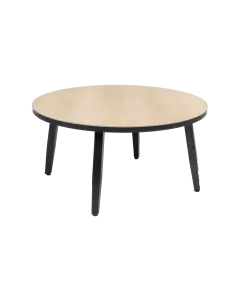 Mykonos ronde bijzettafel hout zwart 90cm - ronde houtlook bijzettafels kunststof - 4 Seizoenen Tuinmeubelen