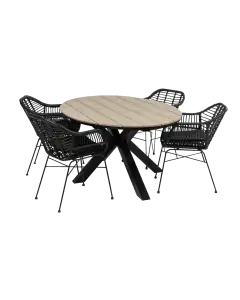 5-teiliges Gartenset | 4 Oslo Gartenstühle | Limasol Gartentisch | 180 cm | Oval