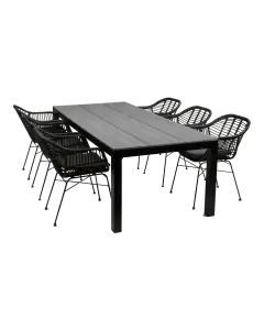 7-teiliges Gartenset | 6 Oslo Gartenstühle |  Limasol Gartentisch | 225 cm