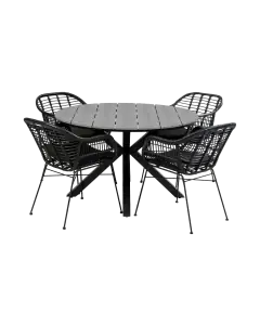 5-teiliges Gartenset | 4 Oslo Gartenstühle  | Limasol Gartentisch | ø 120 cm