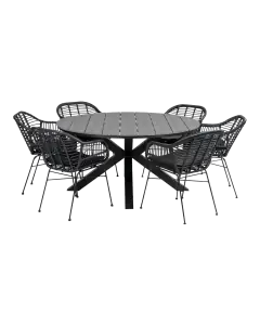 7-teiliges Gartenset | 6 Oslo Gartenstühle  | Limasol Gartentisch | ø 150 cm
