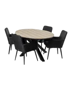 5-teiliges Gartenset | 4 Pisa Gartenstühle | Limasol Gartentisch | 180 cm | Oval