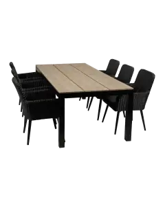 7-teiliges Gartenset | 6 Pisa Gartenstühle | Limasol Gartentisch | 225 cm