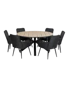 7-teiliges Gartenset | 6 Pisa Gartenstühle | Limasol Gartentisch | ø 150 cm